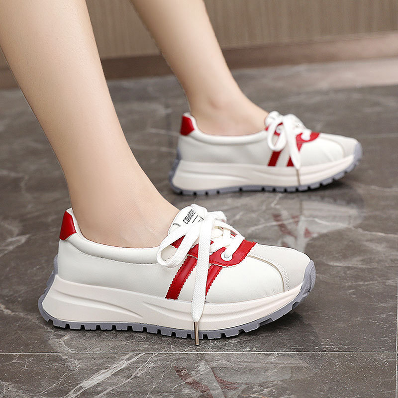 Ddmysports BR New Spring And Summer White Breathable Thick Sole Casual Sports Women S Shoes Height Increasing Round Toe OUTDOOR
