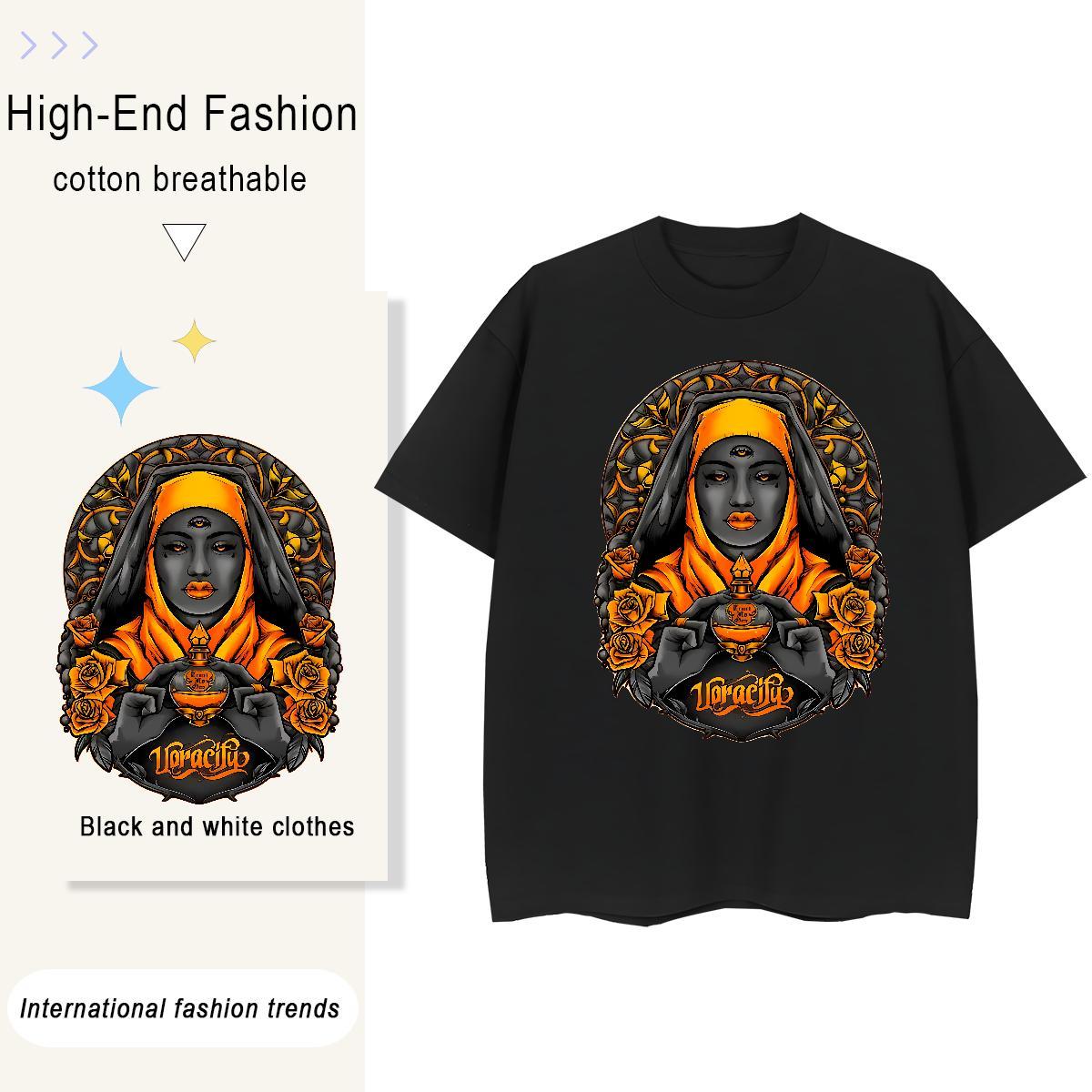 Lady Unisex Tshirts 230g Pure Cotton Terror Sports Casual Women T Shirts Breathable Crew Neck DIY Printed Tops