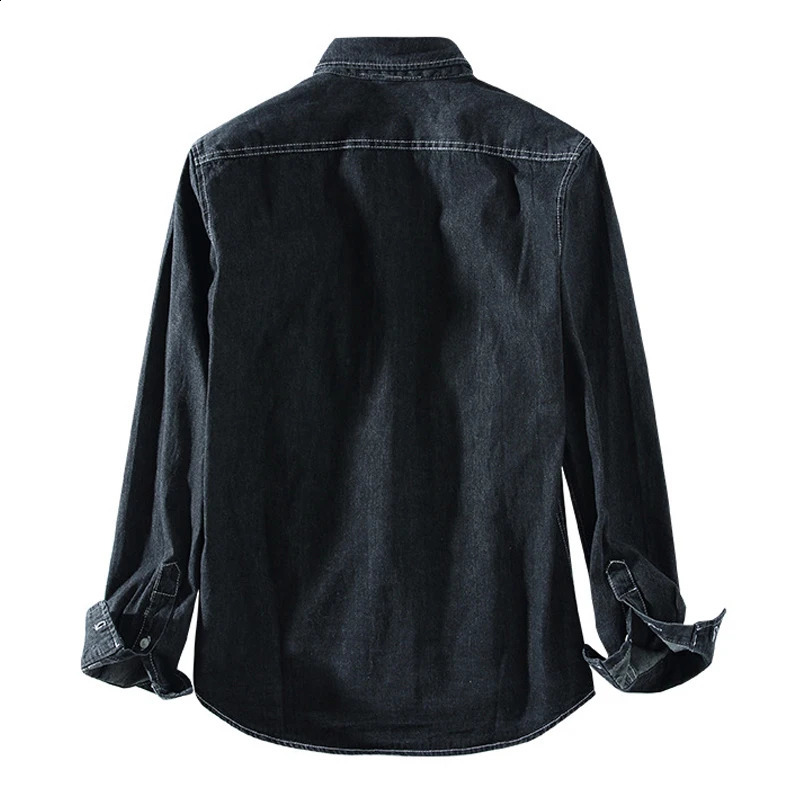 3 Colors Mens Casual Denim Shirt Fashion Casual Cotton Slim Fit Cowboy Long Sleeve Shirt Male Clothes 240827