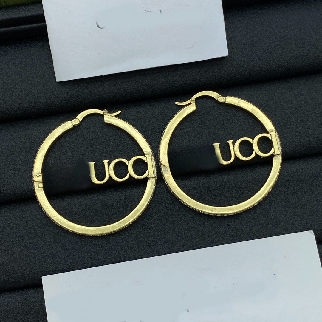 High Quality Earrings Letters Designer Brand Stainless Steel Wedding Hoop gold silver plated Crystal Pearl Dangle Jewelry for Women Party Gift