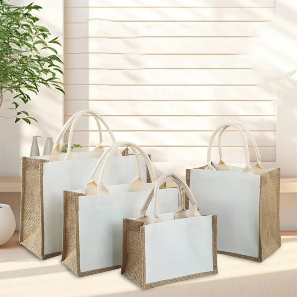 Black White Blank Sack Reusable DIY Hand Drawn Storage Bags Shopping Bag Large Capacity Travel Grocery Pouch 240828