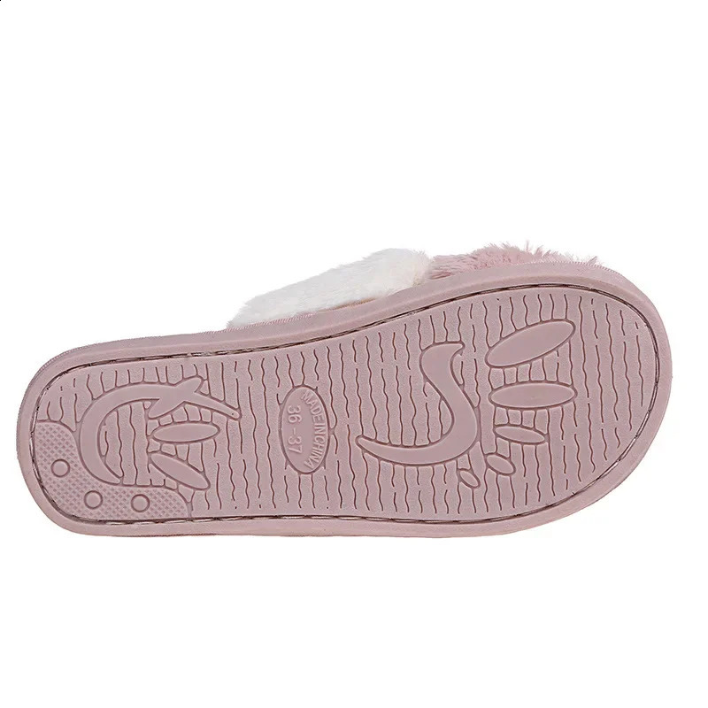 Womens Slippers Winter Home Fur Slippers Fluffy Artificial Fur Indoor Cotton Slippers Floor Womens Slippers 240827