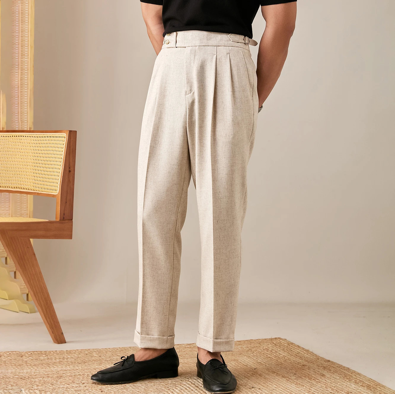 Naples Italy casual suit mens straight pair business pants mens social mens office mens retro mens style 240828