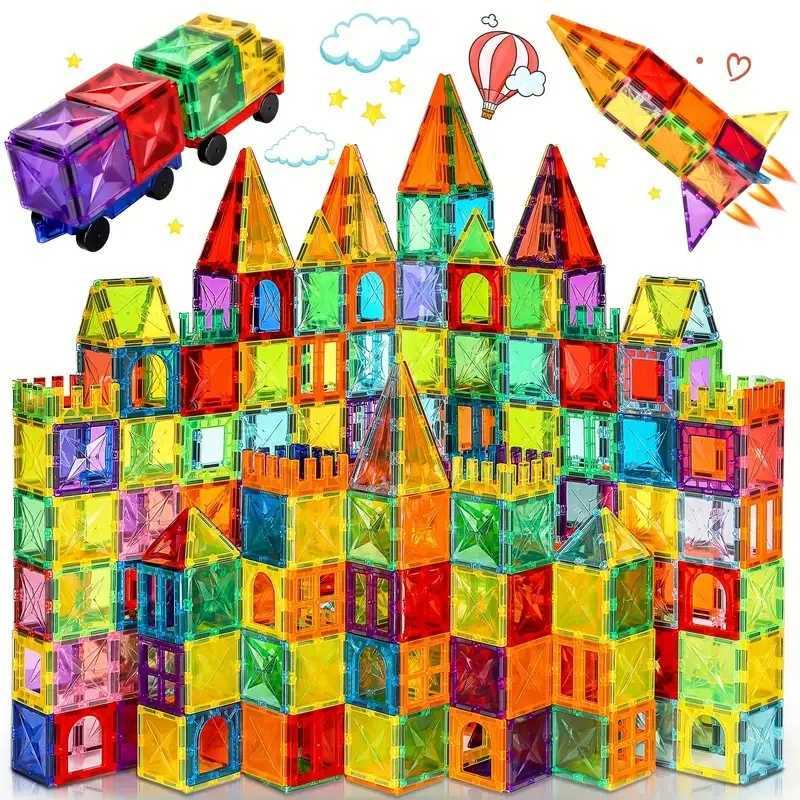 2025 new Building Blocks Play Set - Educational STEM Toy for Kids, Montessori Sensory Learning Kit, Safe & Colorful Magnetic Tiles