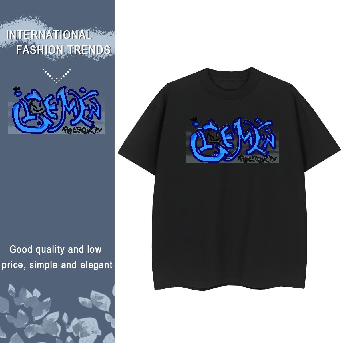 Classic T Shirts Men 230g Cotton letter High Street Hip Hop DIY Printed Breathable Short Sleeve Men Clothes T-Shirt 2024 DIY Tops Tees