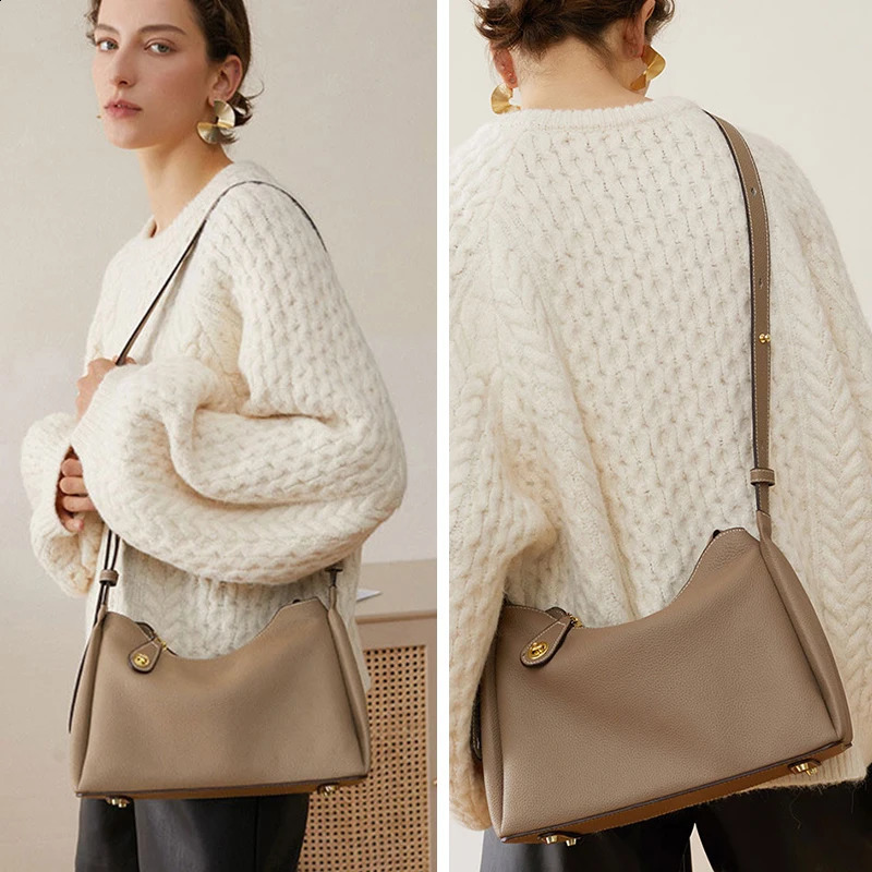 Genuine leather womens shoulder bag y creative zipper lock womens handbag 240828