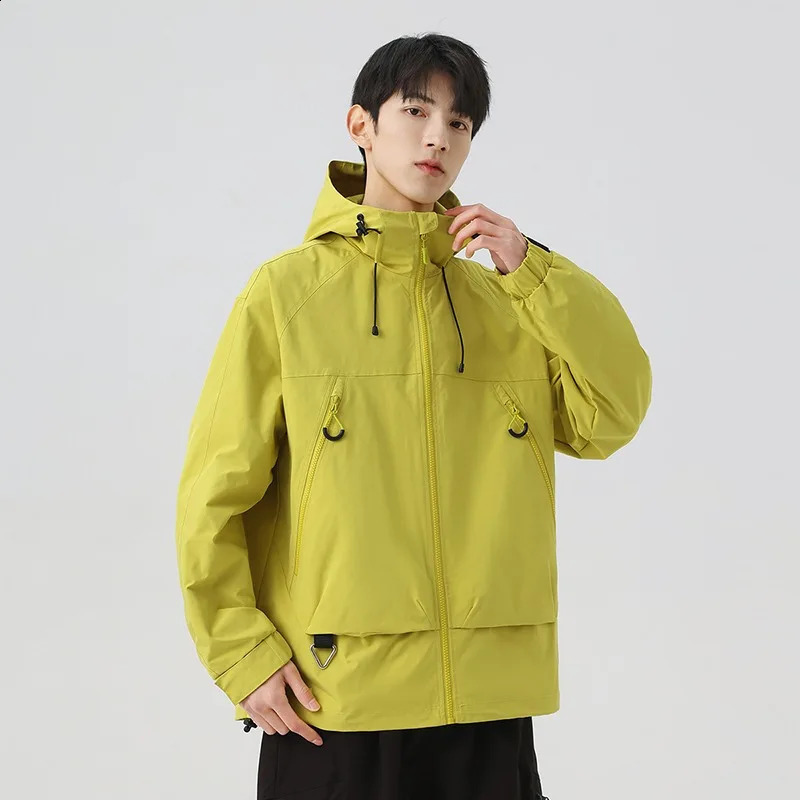 Spring and Autumn casual jacket mens outdoor camping waterproof windproof hooded 240827