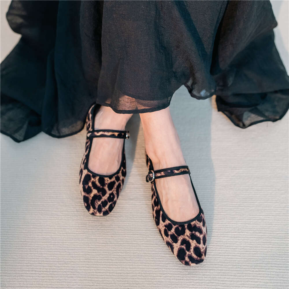 Veet Mary Jane Ballet Flats Leopard Print Comfortable Soft Round Toe Flat Shoes For Women