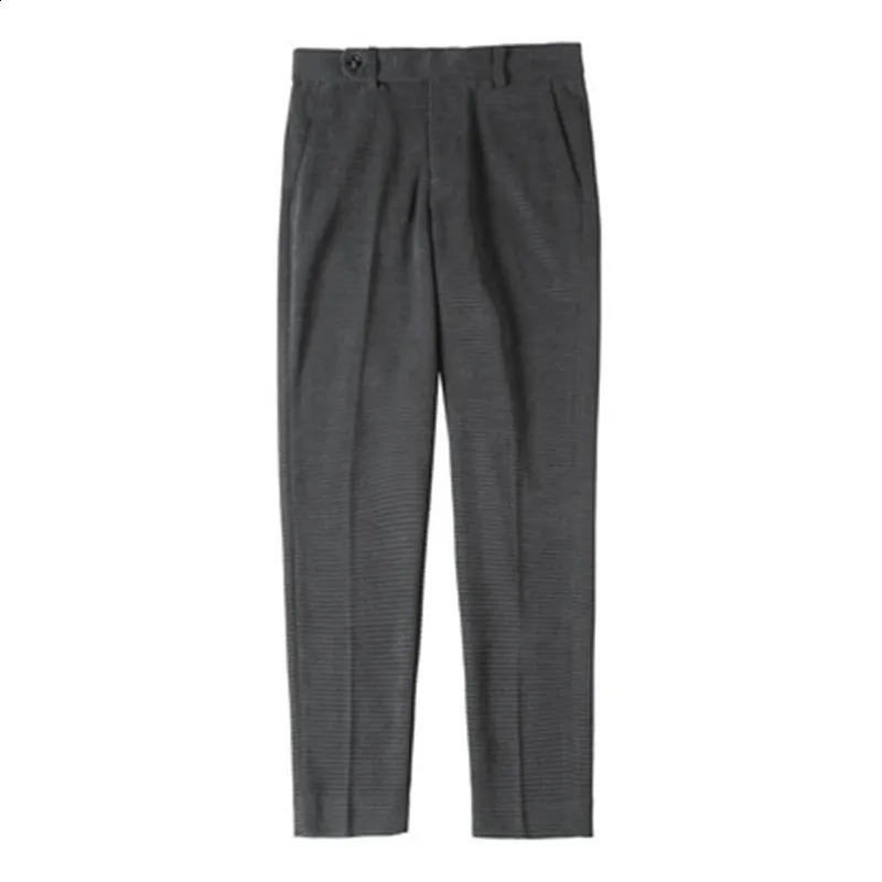 Corduroy set pants chic Neapolitan waist British style mens business social dress pants mens Trouser Pantalones Hombre clothing 240828