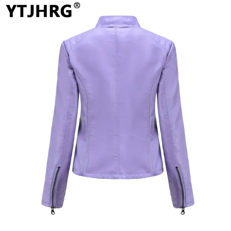 YTJHRG Womens Leather Jacket and Womens Clothing Coat Autumn/Winter Womens Long Sleeve Motorcycle Top Zipper 240827