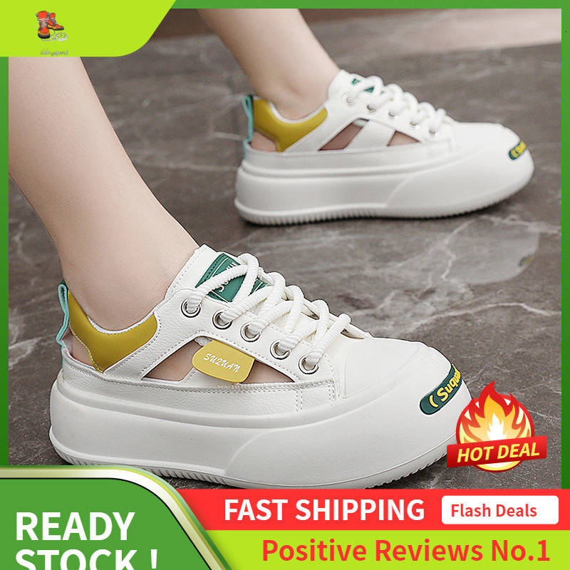 Ddmysports K New Casual For Women Summer Hollow Out Height Increasing Dad Trendy Breathable White Shoes Sports OUTDOOR