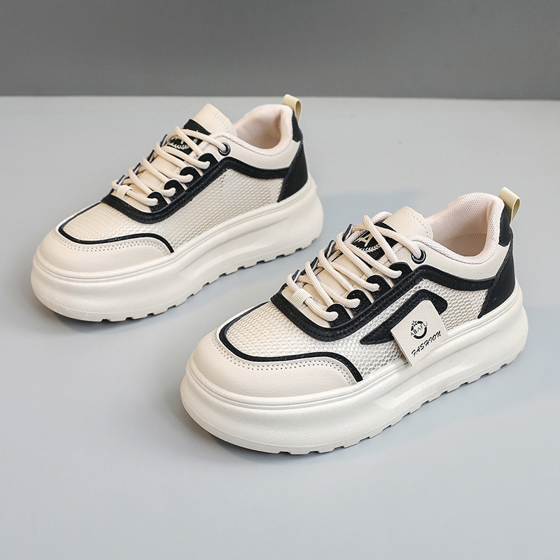 Ddmysports ZY New White For Women In Summer Breathable Versatile Sports Board Shoes Height Increasing Thick Soled Mesh OUTDOOR