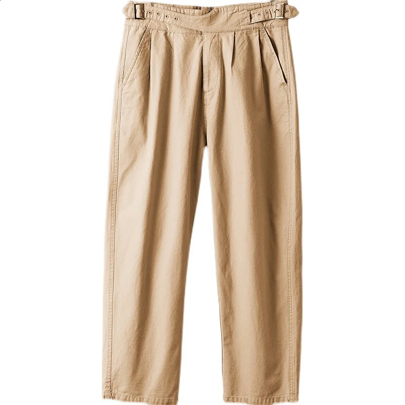 Mens World War II Gurkha pants loose straight high waisted military casual cargo pants Naples Spring and Autumn retro clothing 240828