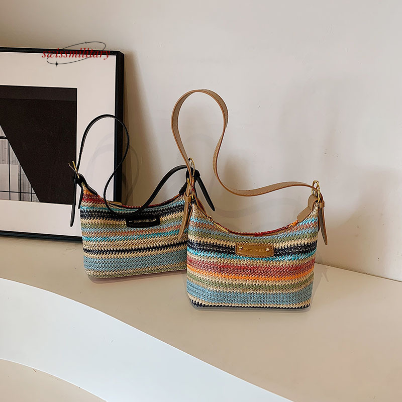 Summer niche design underarm for women's 2024 new fashionable portable grass woven versatile single shoulder crossbody bag #32