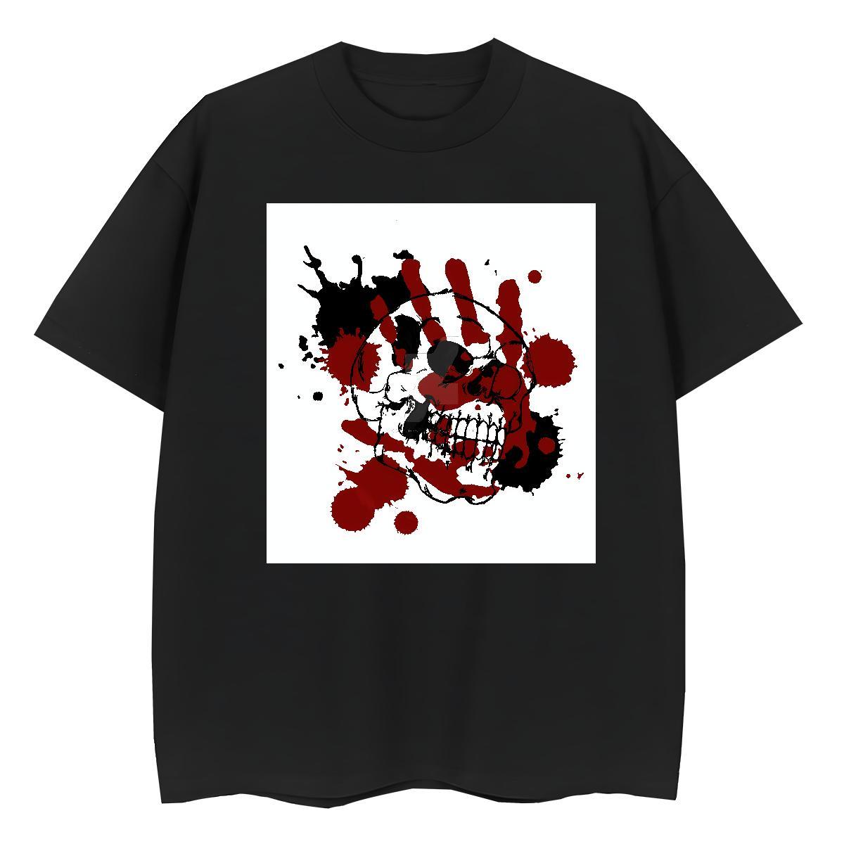 Comfortable Unisex Tshirts 230g Pure Cotton scary Sports Casual Woman T Shirts Crew Neck Cartoon Floral Printing Top Shirts