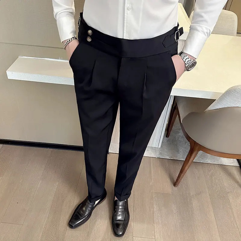 Spring/Summer British Naples Set Pants Mens Slim Tight Pants Casual Mens Pants Brown Mens Dress Pants 240828