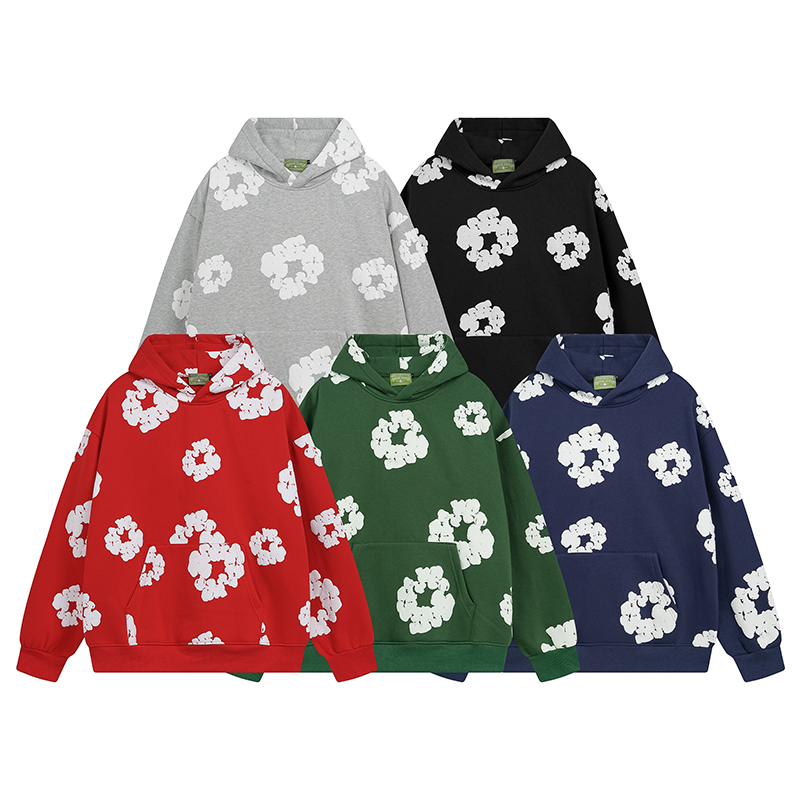 LUXU Tears Style Kapok Sweat lavé droit varsity Kapok à motif vague Hoodie Pantalon Tailles S à XL