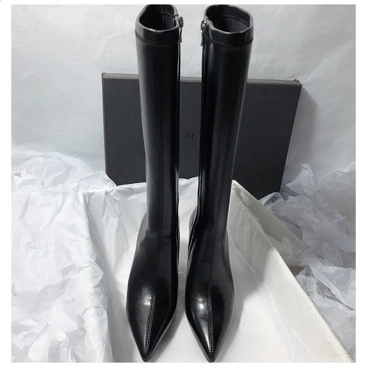 2024 Thin High Heel Womens Boots Pointed Toe Womens High Boots Thin Boots Long Boots Zipper Unprinted D216 240827