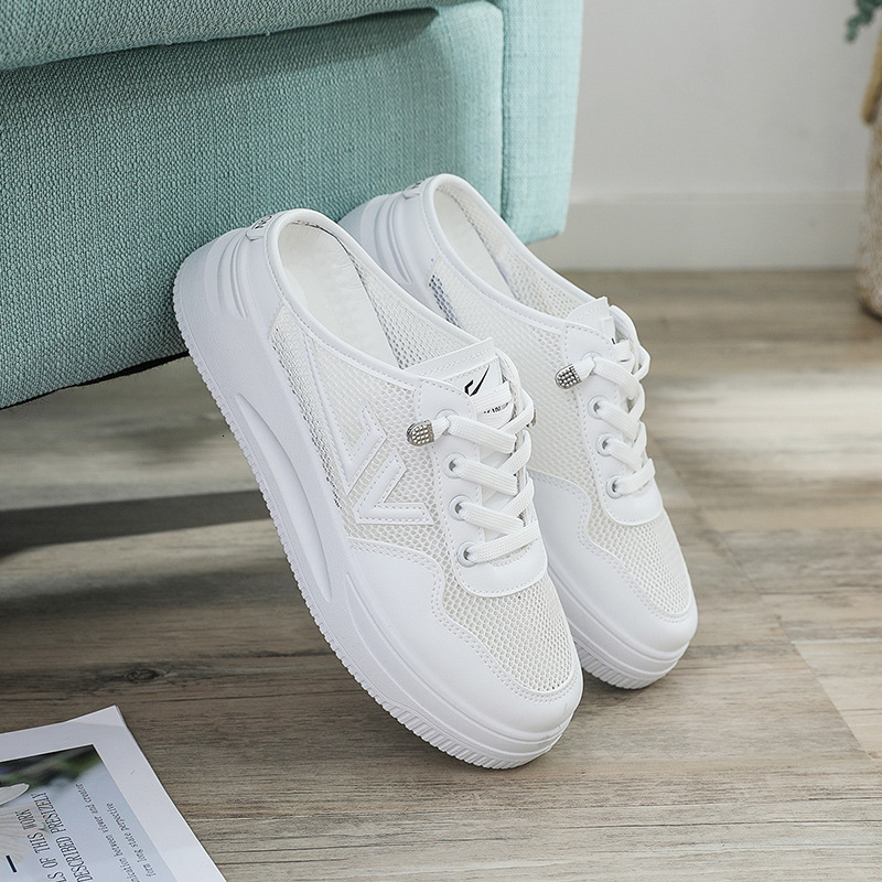 Ddmysports Inner Height Increase Thick Sole White For Summer New Versatile Breathable Mesh Thin Elastic Cake Casual Women S Shoes OUTDOOR