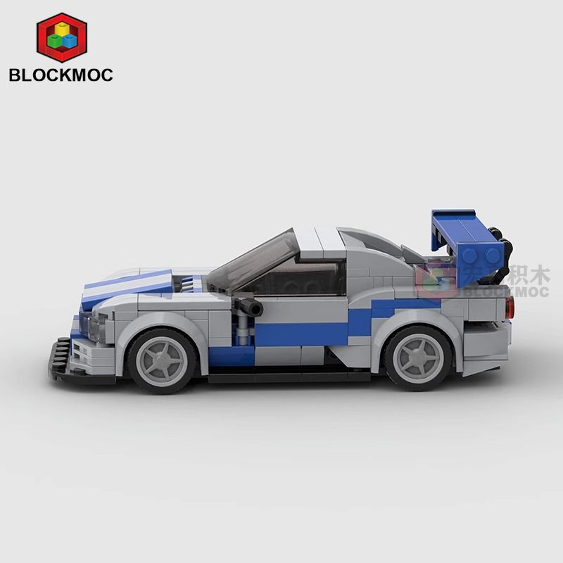 MOC Brick GTR R34 Racing Sports Car Vehicle Speed Racer Building Blocks Technology Cars Garage Toy For Boys Gift