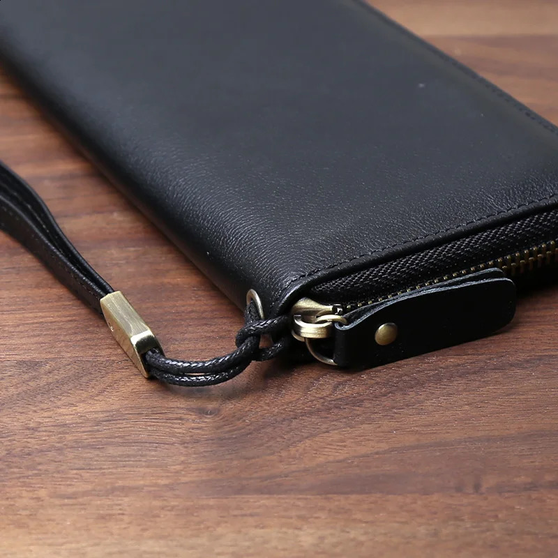 Head Layer Cowhide Large Capacity Multifunctional Handbag Casual Horizontal Zipper Wallet Card Bag Genuine Leather Long Wallet 240828