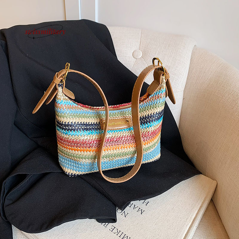 Summer niche design underarm for women's 2024 new fashionable portable grass woven versatile single shoulder crossbody bag #32