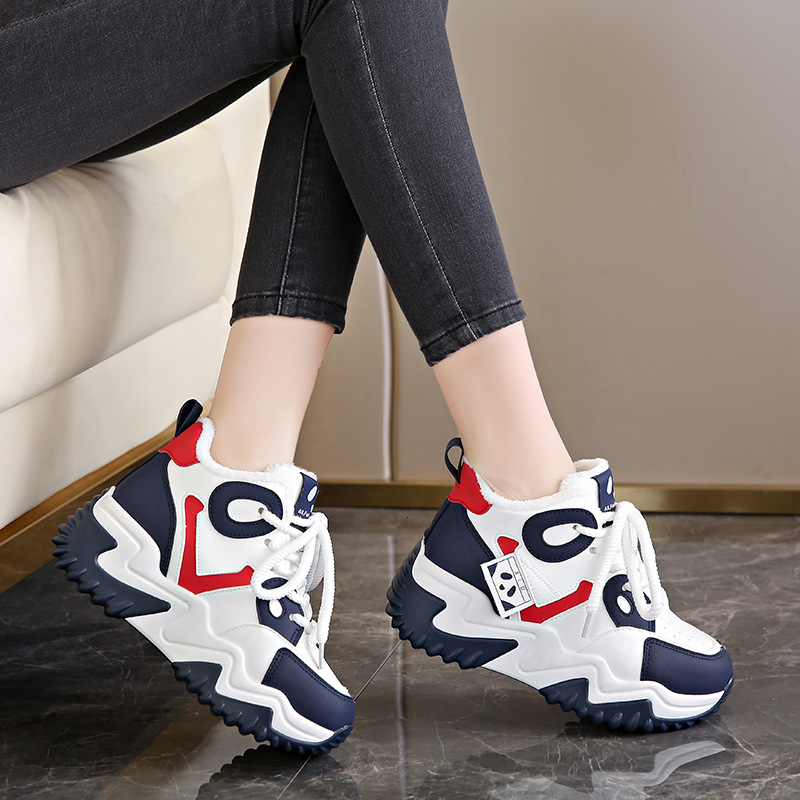 Ddmysports JC New Color Block Dad Autumn And Winter Velvet Eightening Women S Shoes Sports Warmth Trend Students OUTDOOR