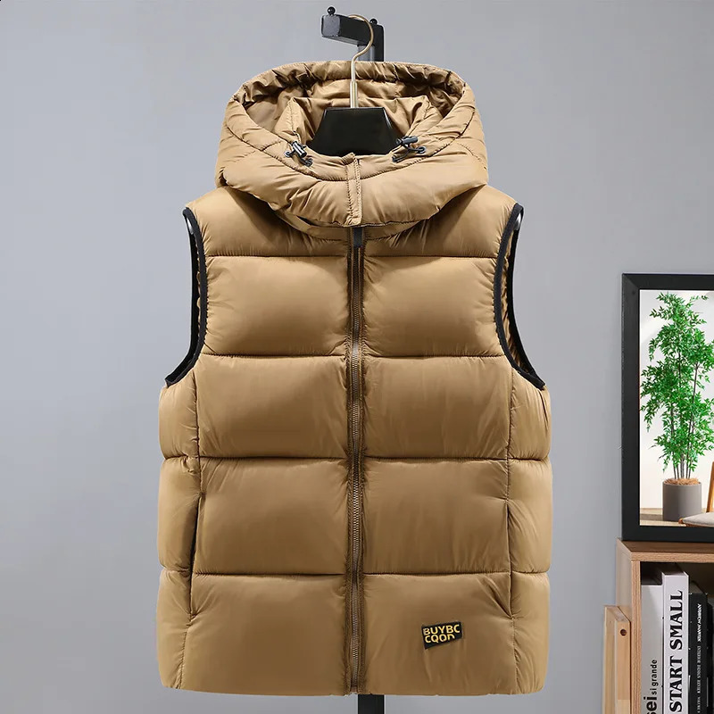 Winter High Quality Mens and Womens Down Vest Fashion y Warm Sleeve Jacket Zipper Hooded Casual Wear 240827