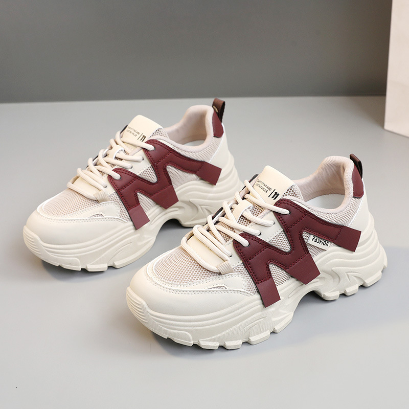 Ddmysports QRJ New Spring Summer Breathable Mesh Dad Increase Eight Thick Sole Sports Comfortable Student Women S Shoes OUTDOOR