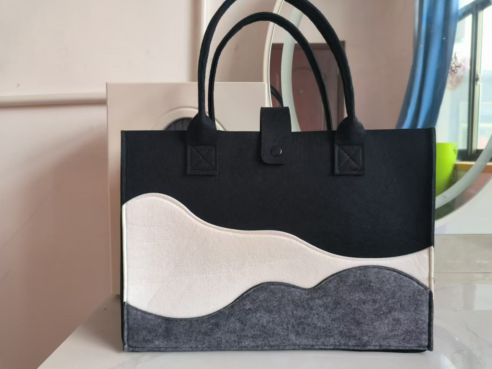 2024 new color blocked mountain peak handbag, women's high-end felt handbag commuting shoulder bag, crossbody bag