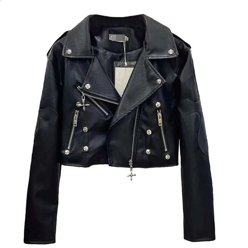 Spring/Autumn Leather Jacket Womens Short Fashion Motorcycle Coat Ultra Thin 240827
