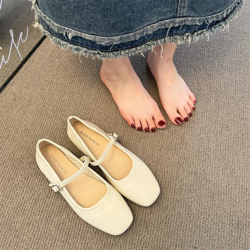 Shoes Woman Comfortable And Elegant Female Footwear Shallow Mouth Modis Retro Dress Grandma Flat Concise Retro Woman Sh 240826