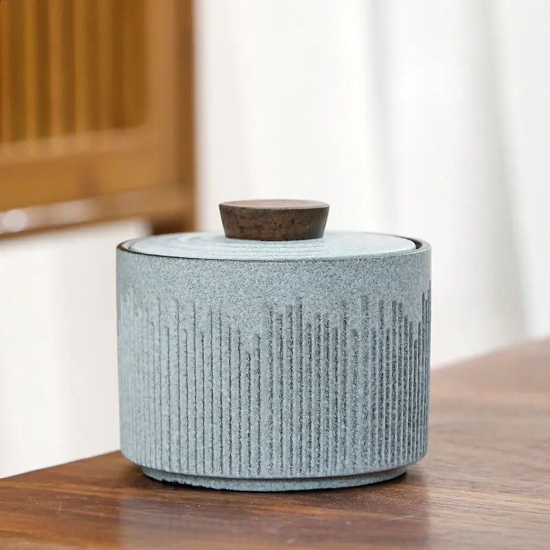 Japanese style ceramic tea box portable home packaging box retro storage can tea can coffee storage 240828