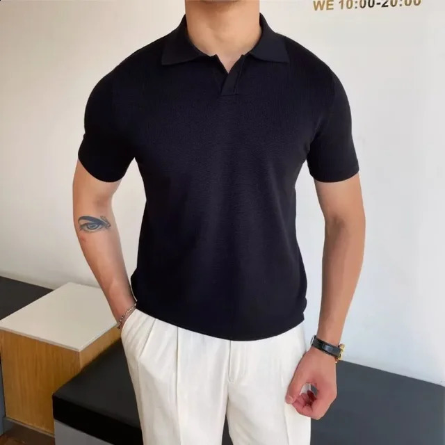 Japanese Youth Fashion Summer Standard Short Sleeve Trendy Edition Simple Polo Shirt Mens Wear 240829