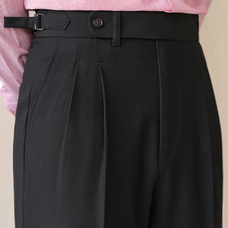 Top leisure high waisted straight leg mens three person walk autumn Paris ultra-thin mens business three person walk Naples Pantalones Hombre 240828