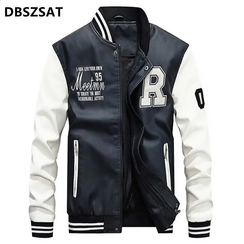 Embroidered Baseball Jacket Mens Bracket Motorcycle Leather Casual Wool Thick Artificial M4XL 240827