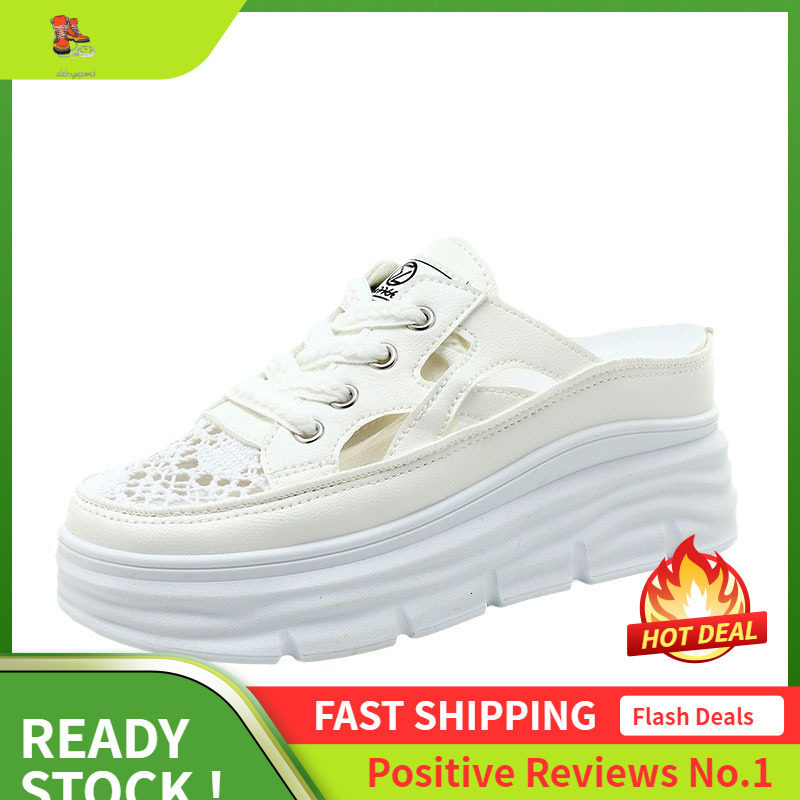 Ddmysports W New Alf Trawl Cloth Women S Spring And Summer Breathable Inner Eight Increase Casual Thick Soled Shoes Fashion Slippers OUTDOOR
