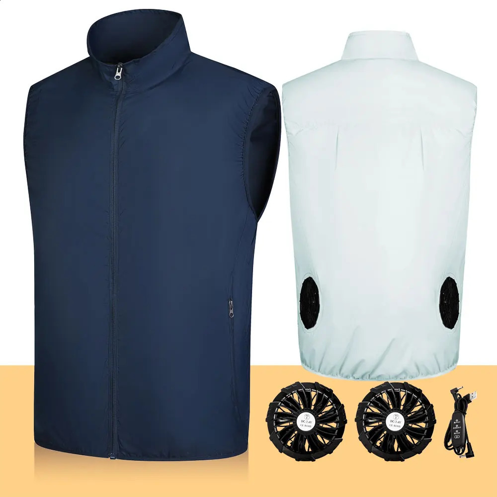 Summer fishing cooling vest mens fan air conditioning clothing womens climbing jacket body 240827