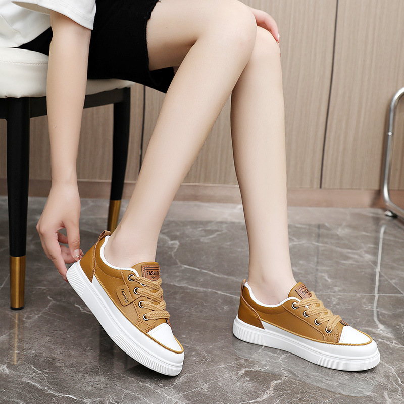 Ddmysports YQ New Casual Women S Small White Summer Solid Color Increase Thin Sole Board Shoes Leather Surface Wear Resistant Versatile OUTDOOR