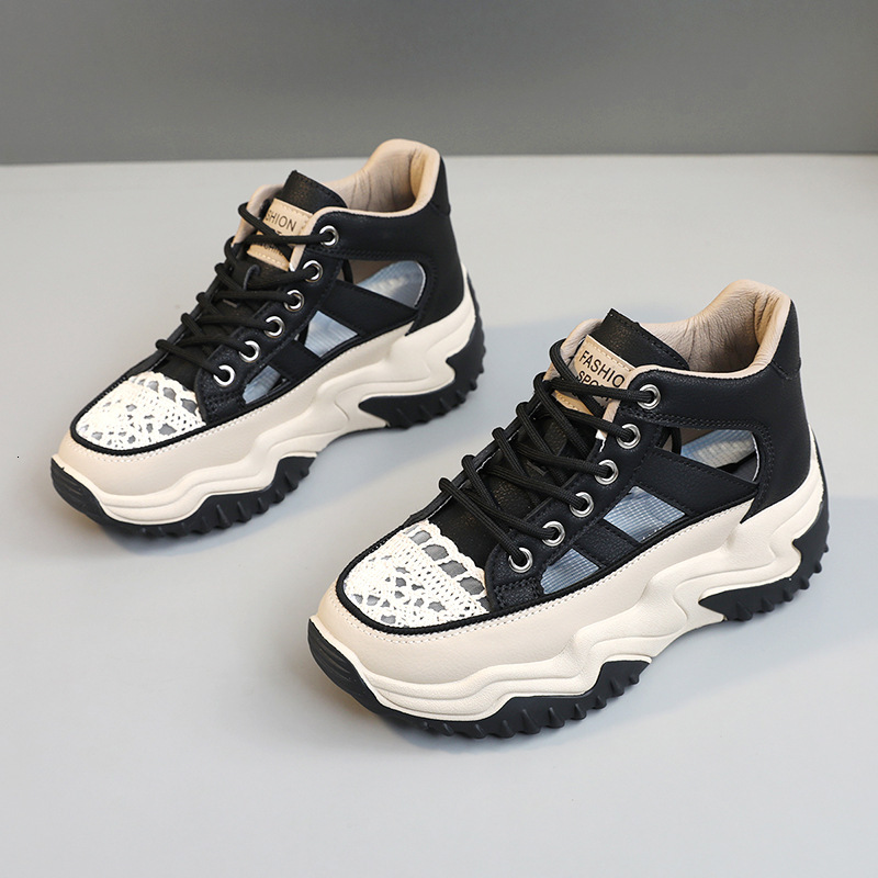 Ddmysports Z New White Hollow Breathable Summer Thick Sole Height Increasing Casual Board Shoes Women S Sports OUTDOOR