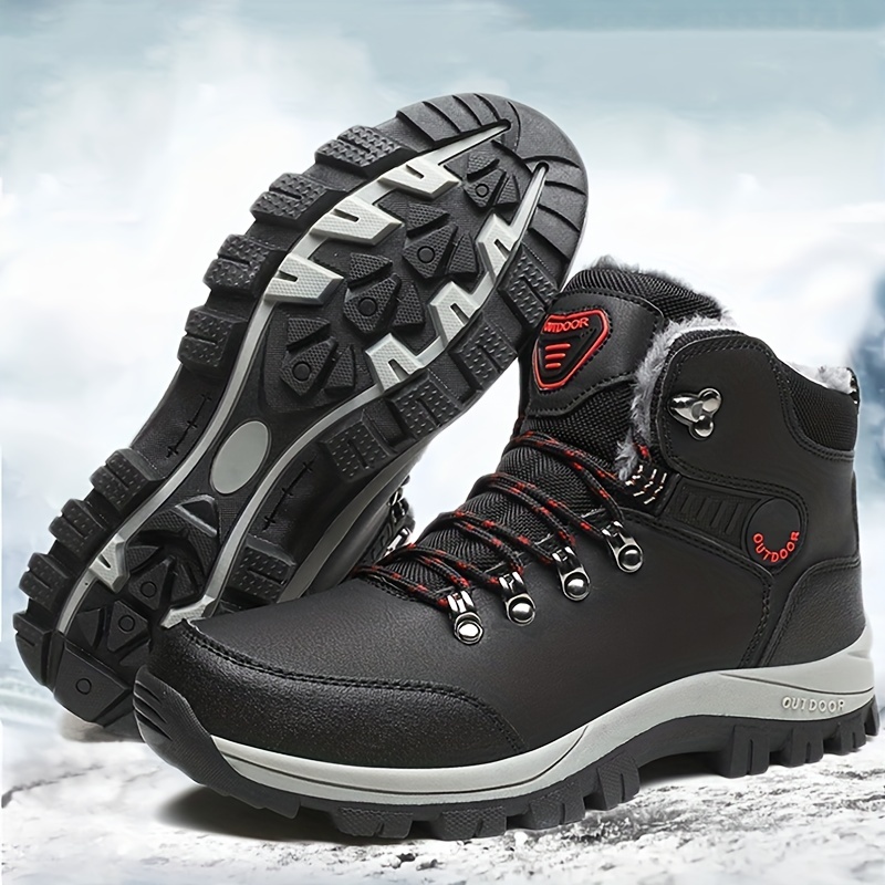 Men's Winter Snow Boots PU Leather Sneakers, Snow Boot, Hiking Boos, etc. - Non-slip, High Top! Warm and Waterproof