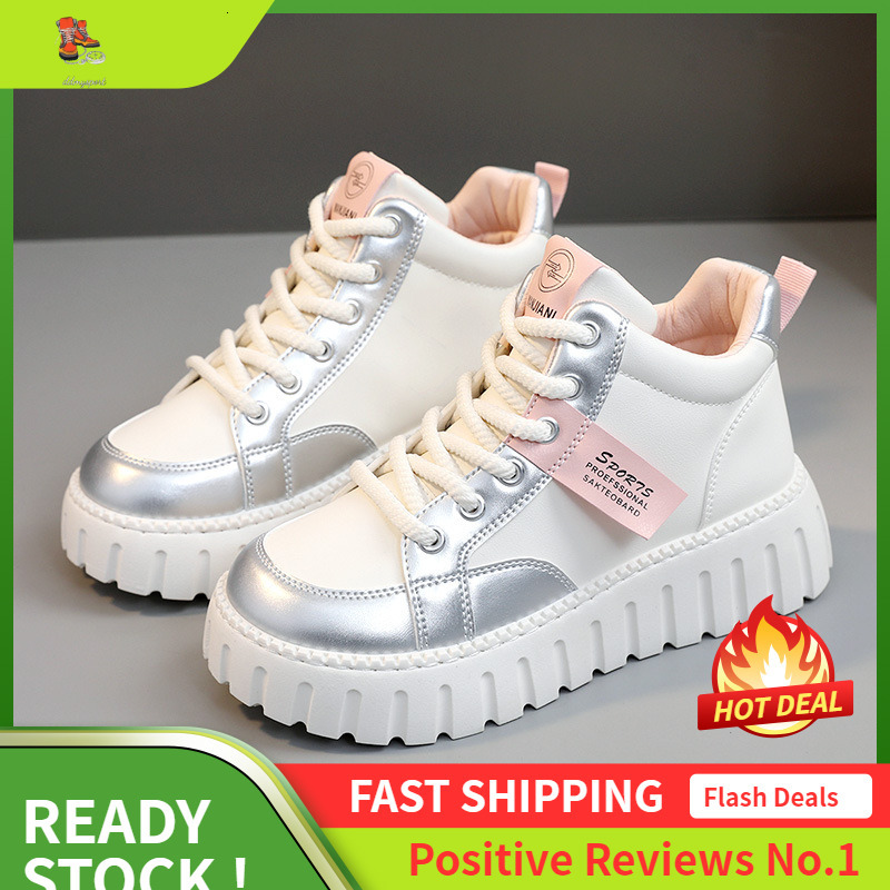 Ddmysports XQ New Patent Leather Casual Shoes With Breathable Cute Mid Top Internet Famous Height Increasing Square Cake Bottom And Smooth Operation O