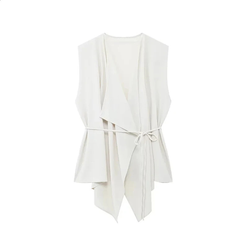 Yuyang Womens Fashion Tassel Tank Top with Belt Womens Adjustable Tie Asymmetric Open Tank Top Womens Top 240828