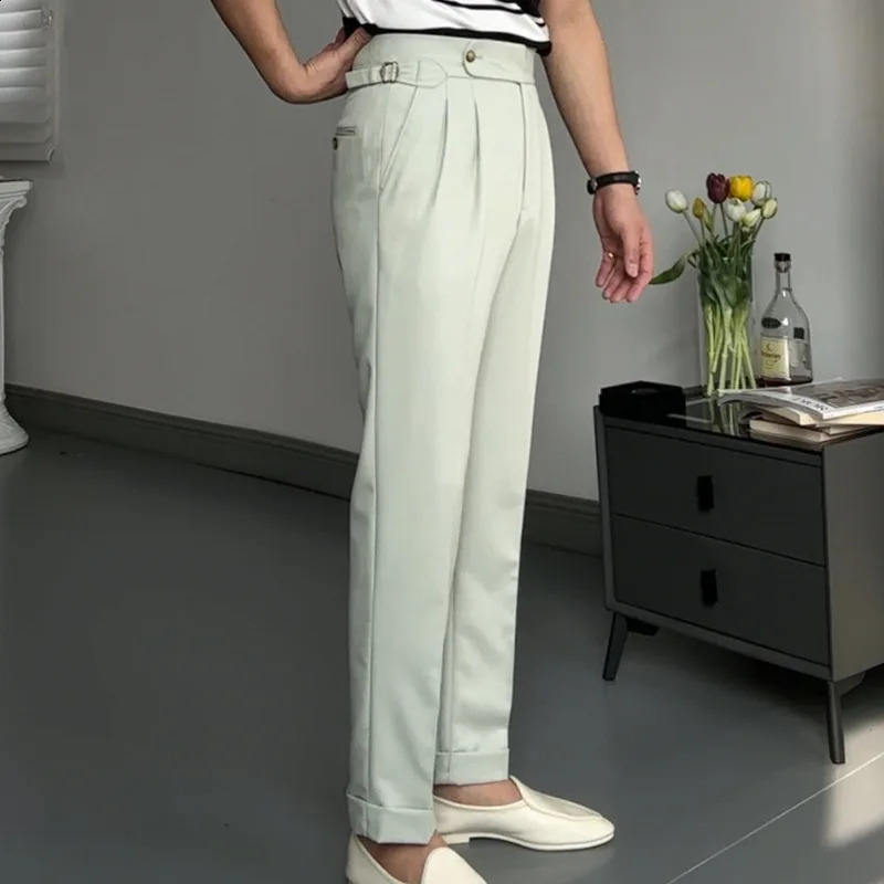 Spring Paris Button Business Tricycle Naples Pantalones High Quality Leisure High Waist Straight Leg Mens Hombre Tricycle 240828