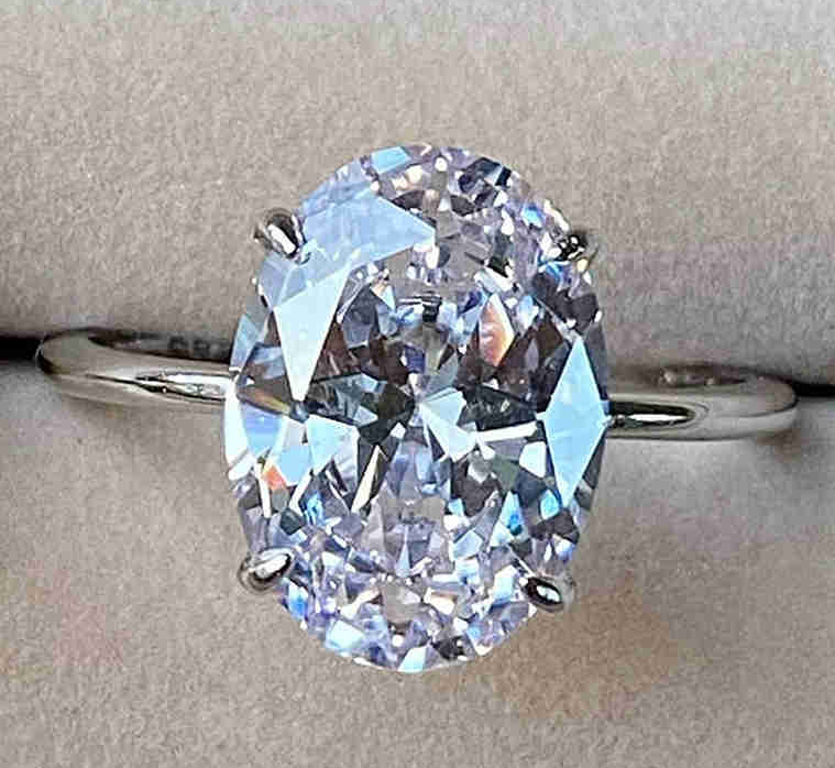 Top quality 925 sterling silver promise moissanite diamond rings solitaire 3ct oval moissanite engagement ring women diamond moissanite ring Jewelry g