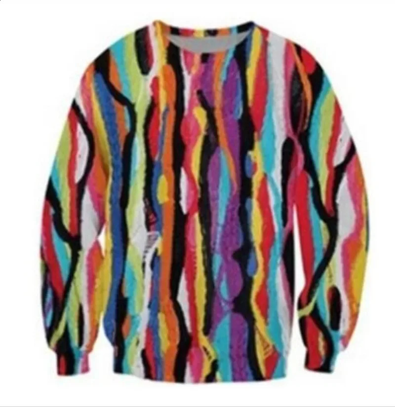 mens/womens 3D printed rainbow casual sportswear fashionable street clothing mens loose sportswear W02 240828