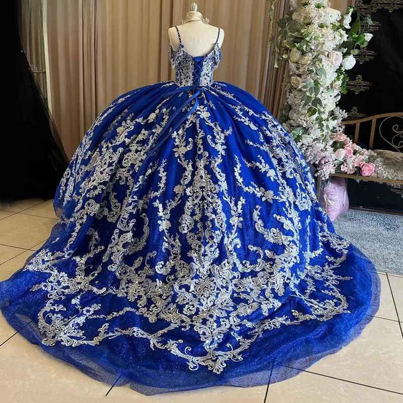 Royal Blue Quinceanera Dresses Sweet 16 Year Girl Lace Applique Corset Prom Party Dress Vestido De 15 Anos Pageant Robe