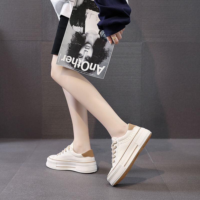 Ddmysports XK Canvas Women S New Versatile Breathable Casual Board Thick Sole Summer Small White Shoes OUTDOOR