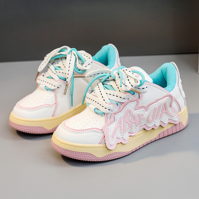 Ddmysports ZY New Colored Women S Spring And Autumn Korean Edition Breathable Letter Board Elevated Thick Sole Casual Versatile Shoes OUTDOOR