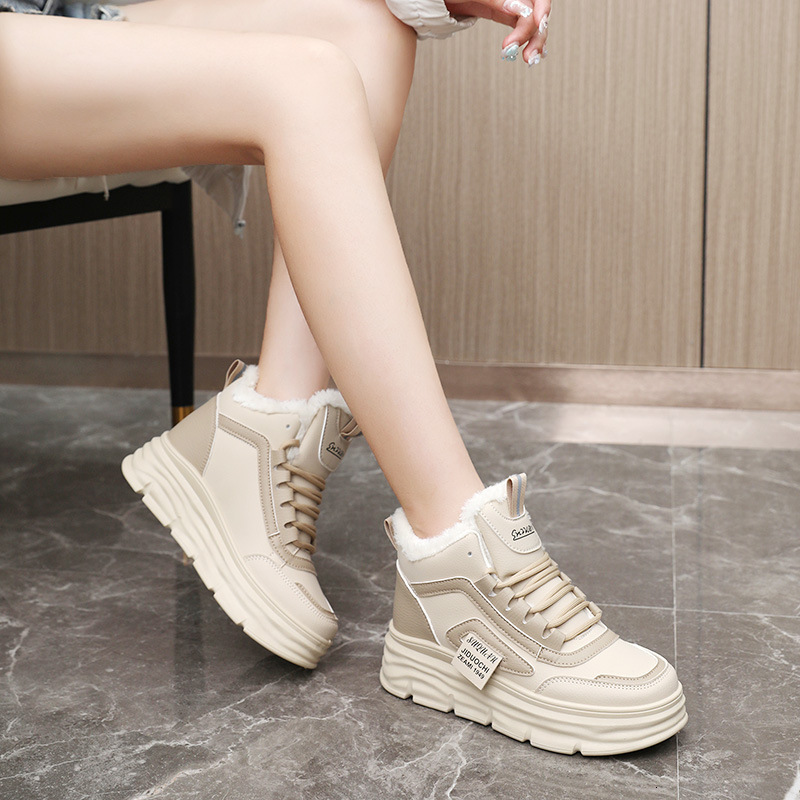 Ddmysports W Igh Rise Women S Winter New Velvet Cotton Warm Student Board Korean Edition Songgao Shoes Casual OUTDOOR